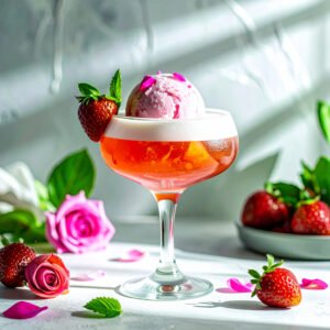 cocktail-sans-alcool-grenadine-fraise-petales-de-rose